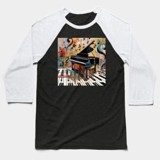 Abstract image of a piano and musical symbols Baseball T-Shirt